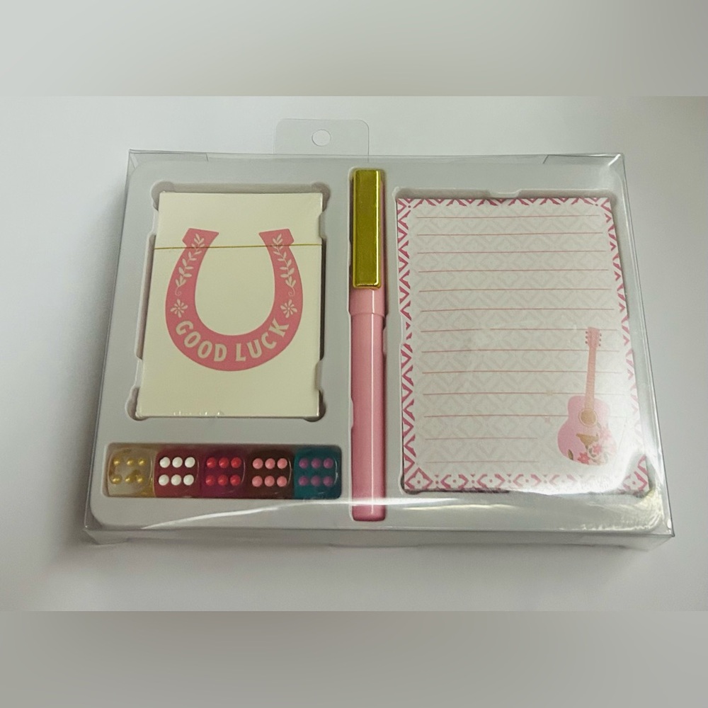 New Fab Finds Poker Set Ensemble 5 Dice 52 Cards 30 Sheet Notepad Pen Michael's